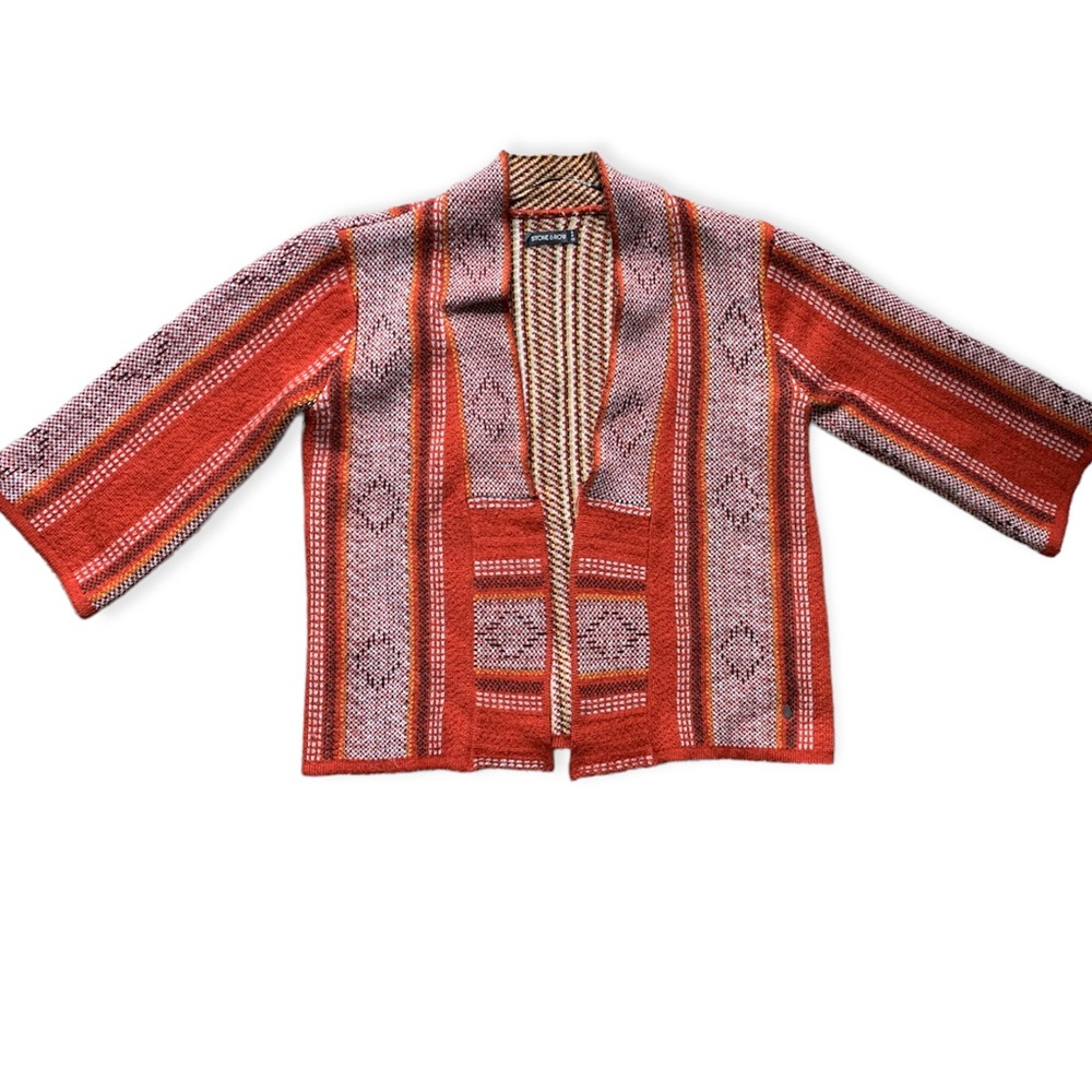 Stone Row Anthropologie Orange Open Front Sweater S